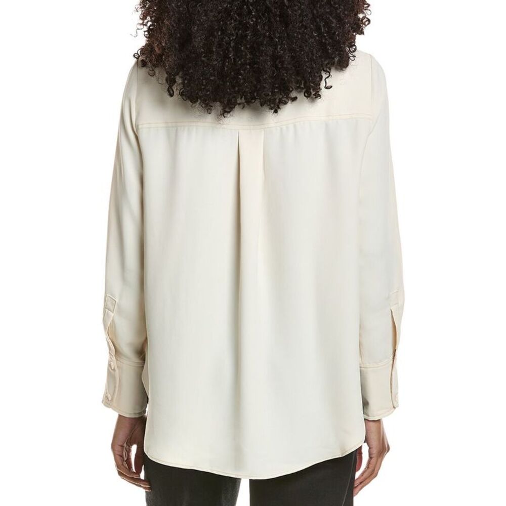 Vince Camuto Womens  V-Neck Half Placket Top, White - Picture 2 of 3